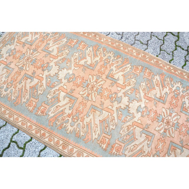1960s Vintage Mid Century Turkish Pastel Wool Rug For Sale - Image 5 of 11