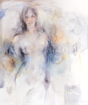 Courage - Soft Sensual Figurative Woman Oil Painting Original Artwork by Gabriele Mierzwa