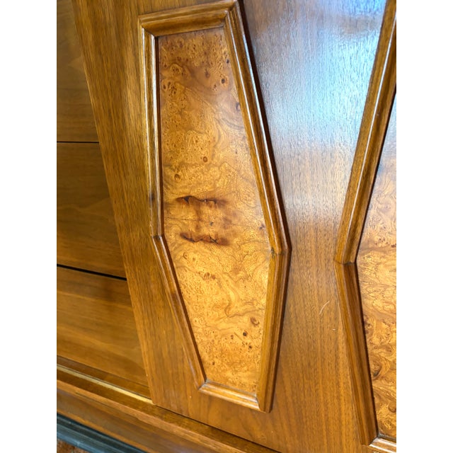 Wood 1960s Sculpted Walnut With Burl Long Low Dresser by Young For Sale - Image 7 of 11