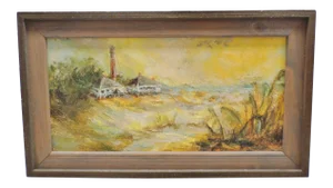 1960s Mid Century Modern Seascape Signed Impressionist Oil Painting on Canvas, Framed