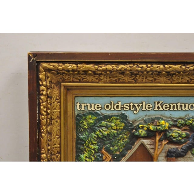 Mid 20th Century Vintage Early Times Kentucky Bourbon Whiskey Plaster Replica Art Painting Plaque, Framed For Sale In Philadelphia - Image 6 of 11