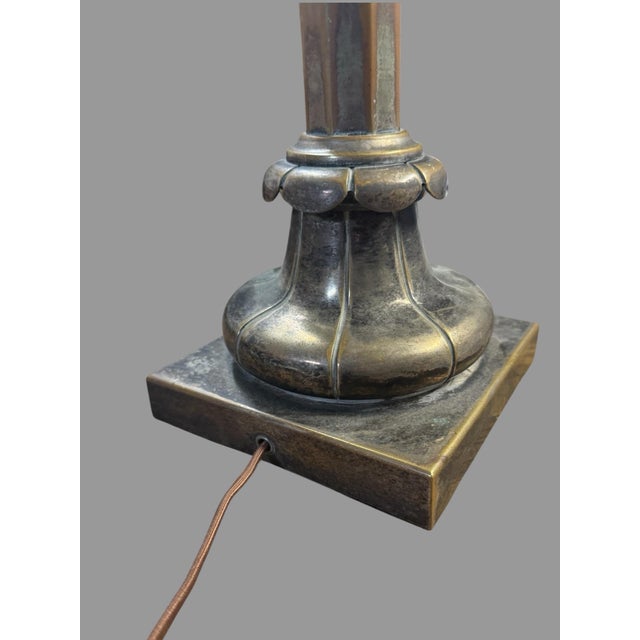 Antique Victorian Palmer & Co Oil Lamp Cut Glass Font Silvered Bronze For Sale - Image 4 of 8
