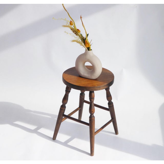 Antique English Round Wooden Stool For Sale - Image 12 of 12