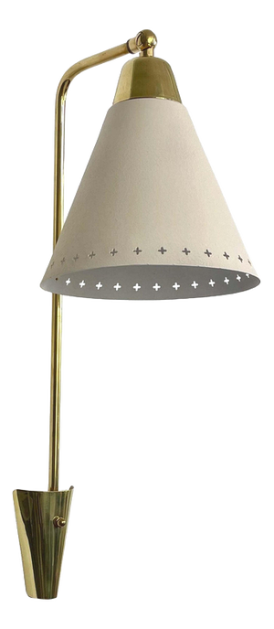 Adjustable Brass and Off-White Metal Wall Light, Sweden, 1950s