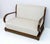 Art Deco Italian Walnut and Velvet Sofa, Armchair, and Ottoman, 1920s, Set of 3 For Sale - Image 3 of 13