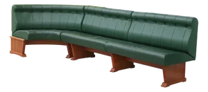 Modular Wall Bench in Green Leather and Wooden Structure, 1970s, Set of 2
