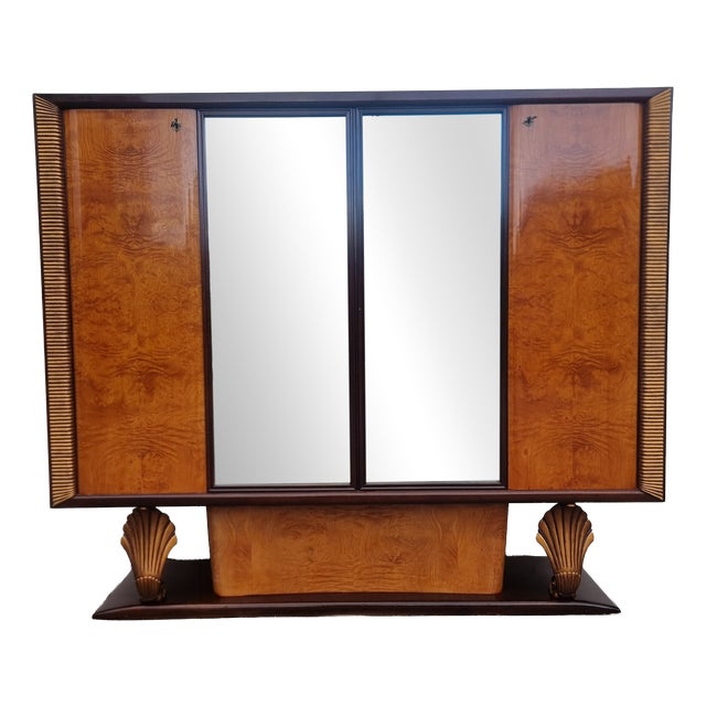 Art Deco Walnut and Ash Bar Sideboard, 1940s For Sale