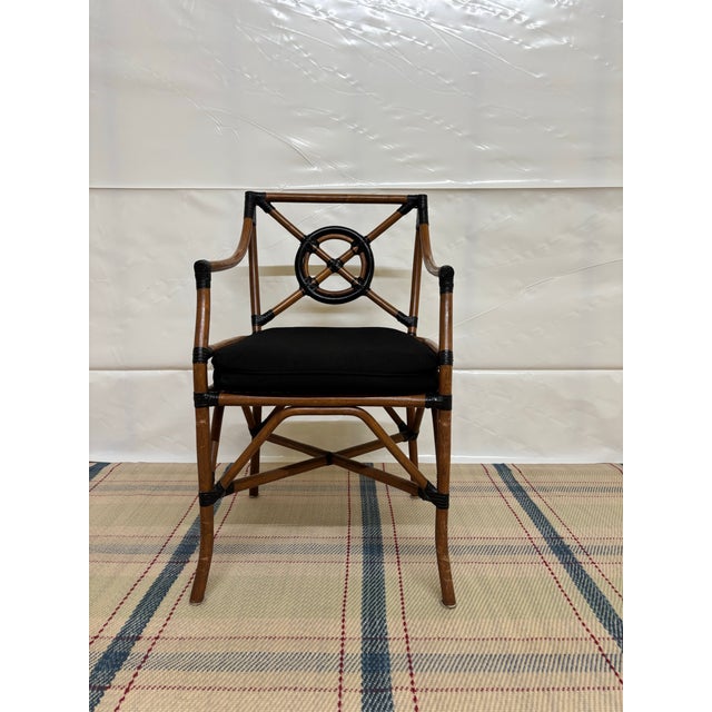Vintage Alleged McGuire Rattan 'Target Back' Armchair For Sale - Image 4 of 9