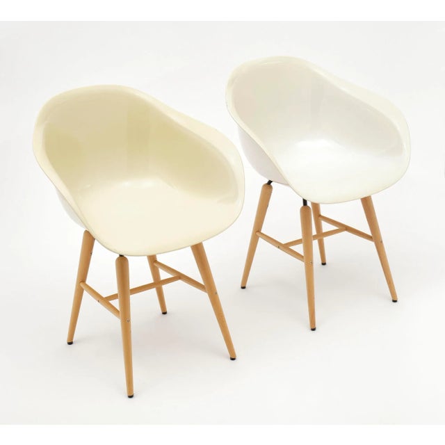 Wood 1980s French Vintage Eames Style Molded Armchairs - Set of 2 For Sale - Image 7 of 10