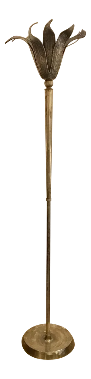 Modern Arteriors Antique Silver Finish Maize Botanical Torchiere Floor Lamp