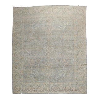Fancy Light Blue Antique Persian Kerman Room Size Rug - 8'9" x 11'7" For Sale