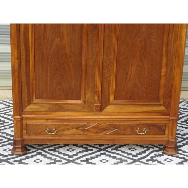 Brown Antique Louis Philippe Walnut Wardrobe, 1890s For Sale - Image 8 of 18