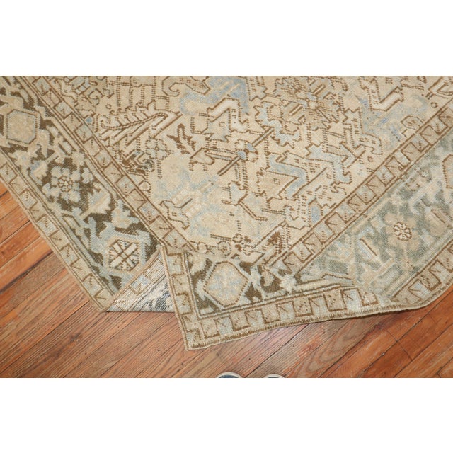 Brown Antique Zabihi Collection Persian Neutral Color Heriz Rug - 7'6" x 11' For Sale - Image 8 of 10
