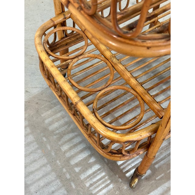 Rattan and Bamboo Bar Cart, 1970s For Sale - Image 9 of 10