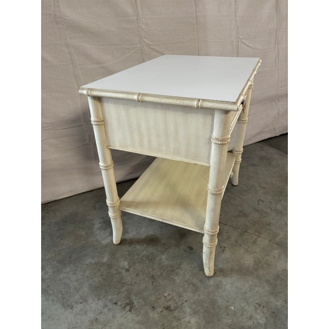 Description: Thomasville Allegro Collection Faux Bamboo Single Drawer Nightstand. In Very Good Vintage Furniture...