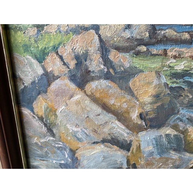C. Hollen, Rock Pools and Harbour, Oil on Canvas, 1940s, Framed For Sale - Image 15 of 18