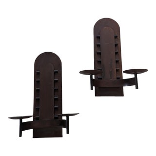 Early 21st Century Handmade Iron Metal Large Sconces, Made in Mexico- a Pair For Sale