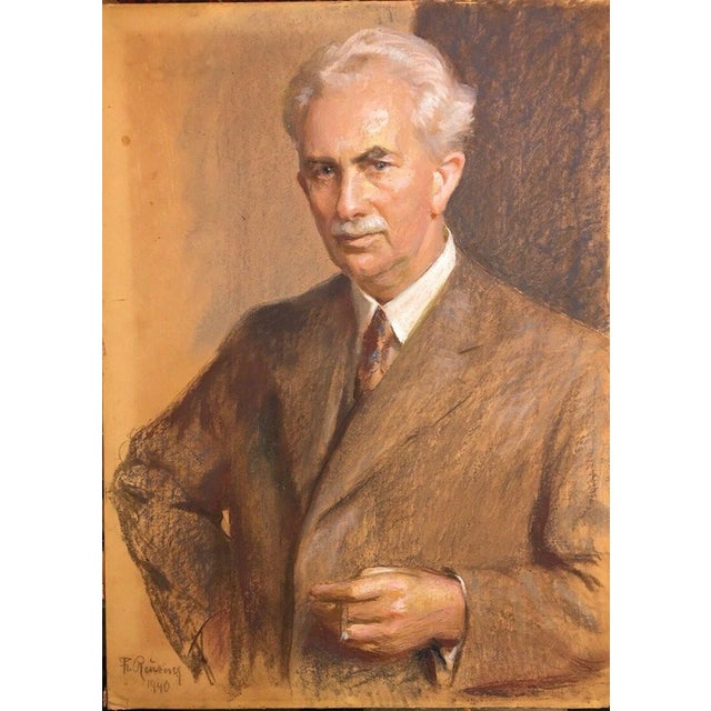 Reusing Fritz 1874-1956 Portrait of a gentleman in Düsseldorf with a cigarillo, pastel, approx. 76 x 58 cm. Top quality! A...