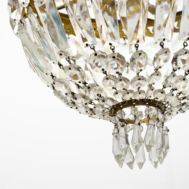 Metal 1920s French Louis XVI Crystal and Gilt Bronze Basket Chandelier For Sale - Image 7 of 9