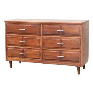 Mid 20th Century Elmwood Six Drawer Dresser For Sale