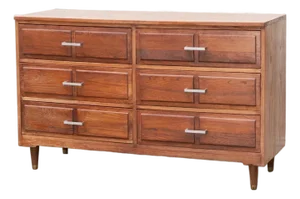 Mid 20th Century Elmwood Six Drawer Dresser