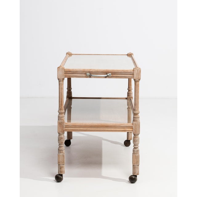 French Oak Bar Cart on Casters France 1950s For Sale - Image 11 of 12