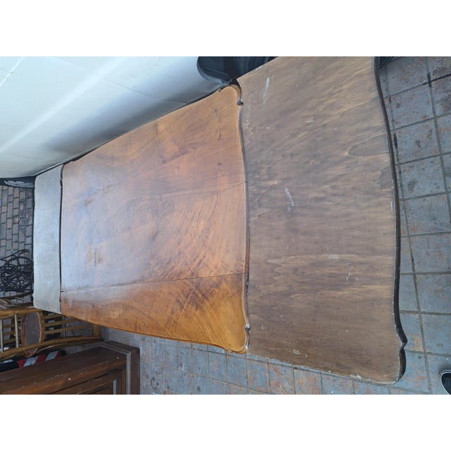 Metal Vintage Italian Walnut Table with Chairs, 1940s, Set of 7 For Sale - Image 7 of 8