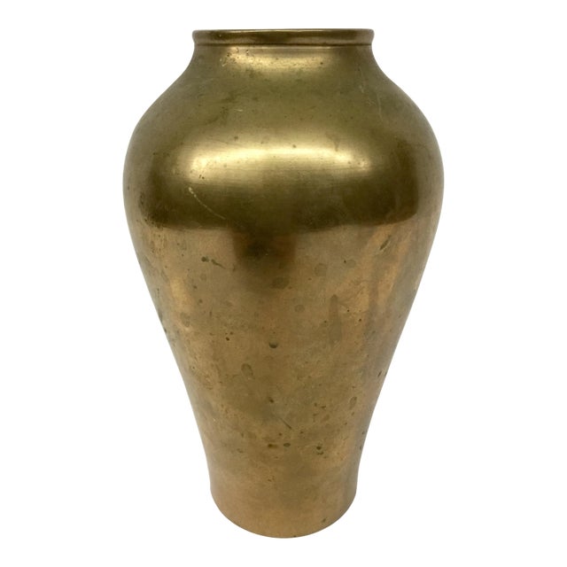 Vintage Korean Solid Brass Zen Vase For Sale