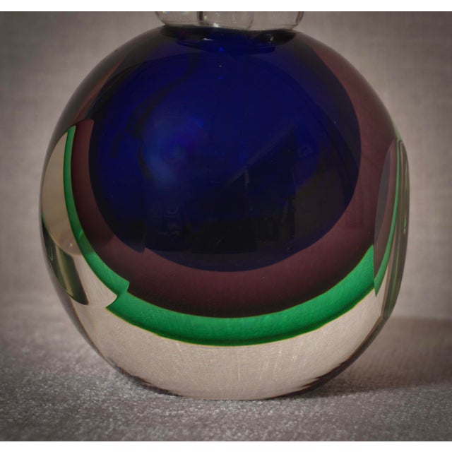 Blue Mid-Century Modern Murano Glass Perfume Bottle, 1990 For Sale - Image 8 of 12
