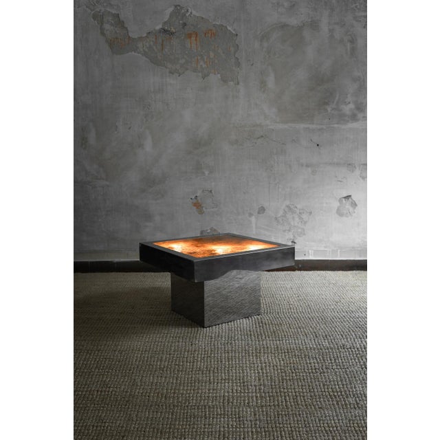 Square Coffee Table in Metal with Backlit Top, 1970s For Sale - Image 9 of 9