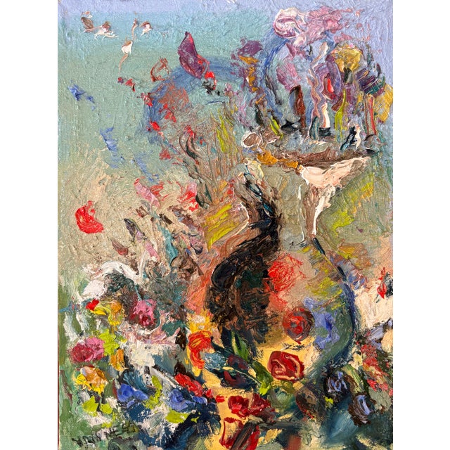 “Vase of Flowers”, Abstract Floral Oil Paintings, by Van Ness An abstract floral oil painting of a vase of flowers that...