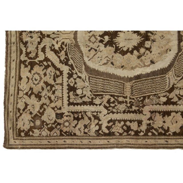 Antique Karabaugh Handmade Designed Wool Runner in Brown For Sale In New York - Image 6 of 10