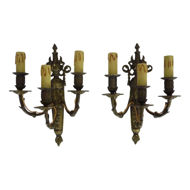 Louis XV Bronze Wall Lights, 1930s For Sale
