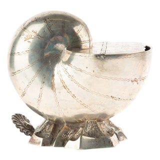 Antique Victorian Silver Plated Nautilus Shell Spoon Warmer For Sale