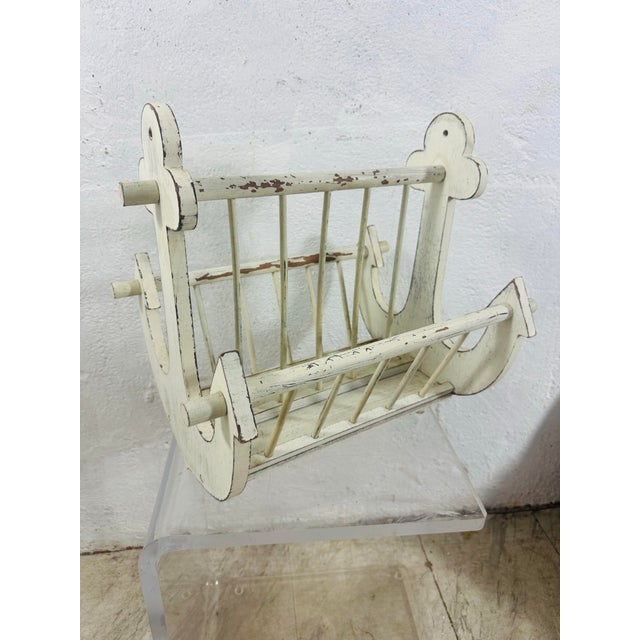 Wood Vintage Coastal Anchor Magazine Rack For Sale - Image 7 of 8