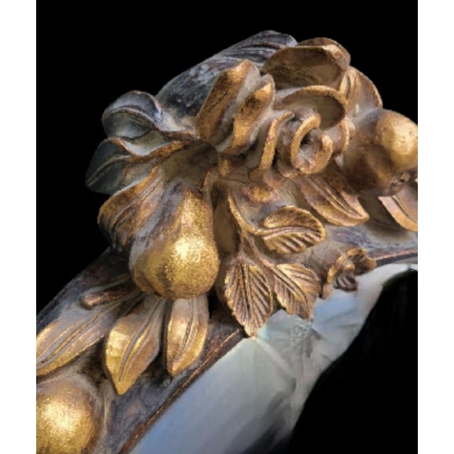 Sculpture Materials Vintage Round Fruit Tassel Black Gold Wall Mirror For Sale - Image 7 of 9