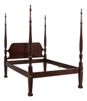 Councill Craftsmen Queen Size Mahogany Rice Carved Poster Bed