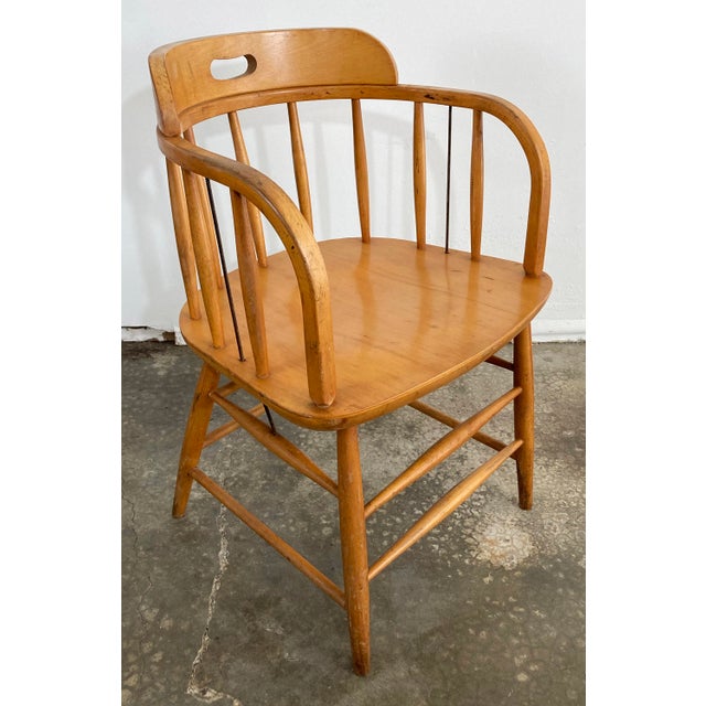 Wood Vintage MCM Wood Bankers Chair For Sale - Image 7 of 12
