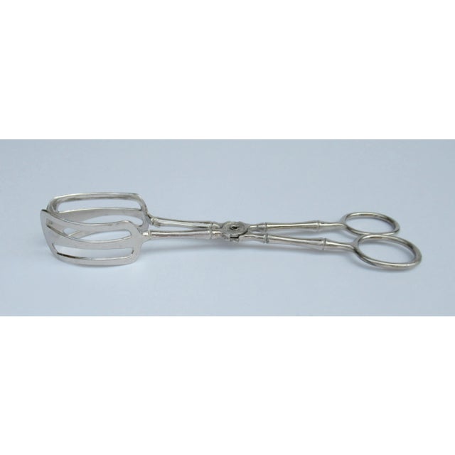 Vintage Italian Silver Plate "Faux-Bamboo," Style Scissor Serving Tongs For Sale - Image 11 of 12