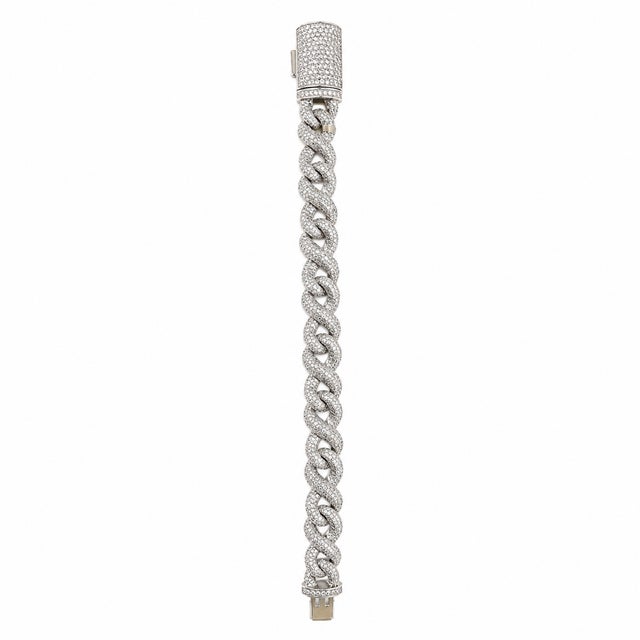 Sculptural and diamond-forward, this 14K White Gold infinity bracelet combines round natural diamonds with a bold...