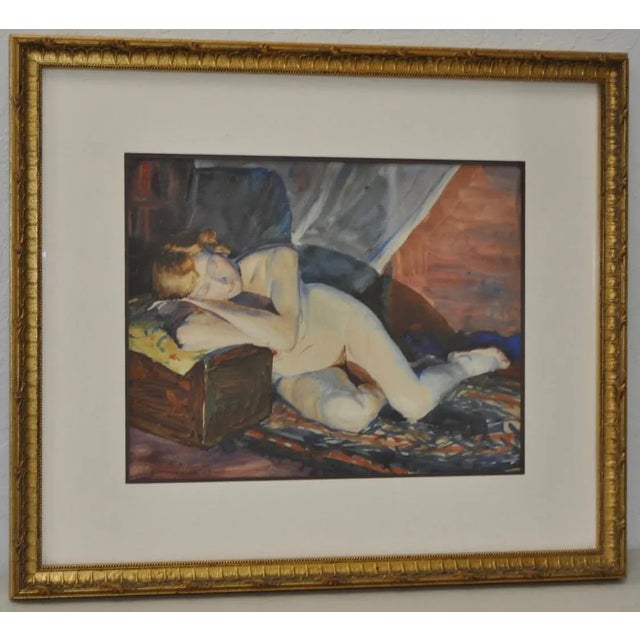 White Figural Reclining Nude Watercolor by Roger Hayward C.1930s For Sale - Image 8 of 8