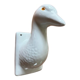 Mid Century Ceramic Goose Head Wall Mounted Hook or Decor For Sale