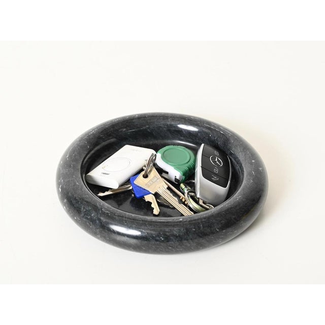 Black Round Bowl or Ashtray in Black Carnico Marble attributed to Angelo Mangiarotti, Italy, 1970 For Sale - Image 8 of 12