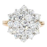 Mid 20th Century Oscar Heyman 18k Yellow & White Gold Diamond Cluster Cocktail Ring - Size 5.25 For Sale