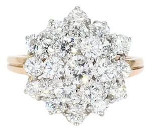 Mid 20th Century Oscar Heyman 18k Yellow & White Gold Diamond Cluster Cocktail Ring - Size 5.25