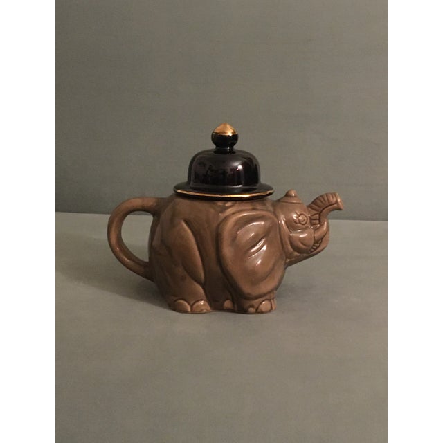 1960s Grey & Black Ceramic Elephant Teapot For Sale In Jacksonville, FL - Image 6 of 6
