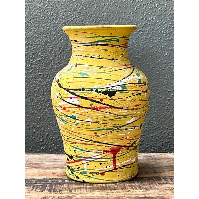Vintage Splatter Paint Ceramic Vase For Sale In West Palm - Image 6 of 16