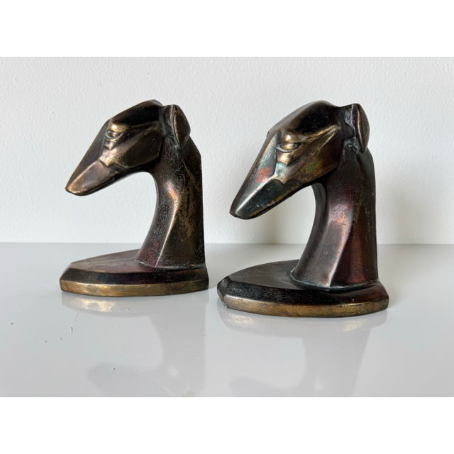 Brass Vintage Art Deco Style Brass Dog Bookends – A Pair For Sale - Image 8 of 8