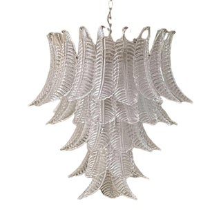 Murano Glass Feather Chandelier For Sale