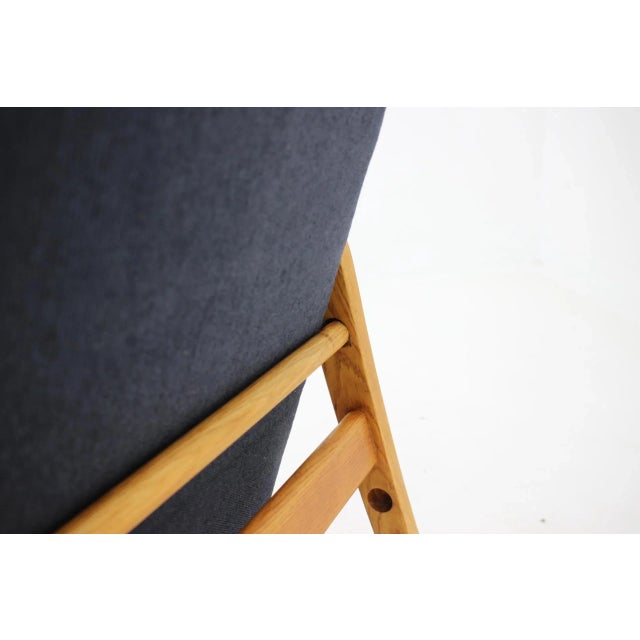 Czechoslovakian Oak Reclining Wing Chair, 1960s For Sale - Image 13 of 15